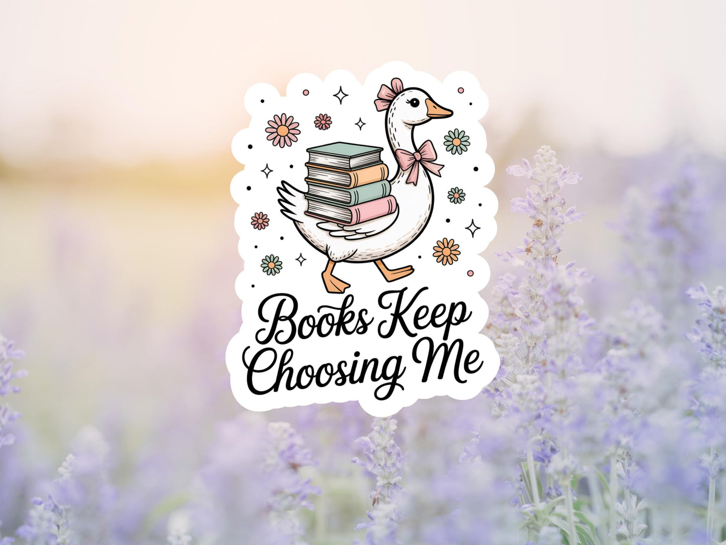 Books Keep Choosing Me Duck Sticker