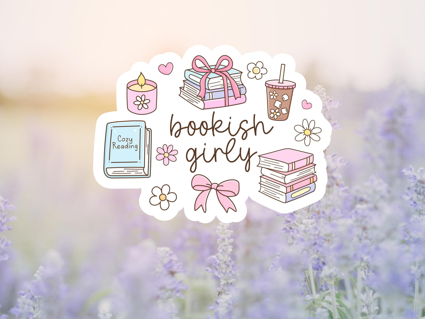 Pink Bookish Girly Sticker