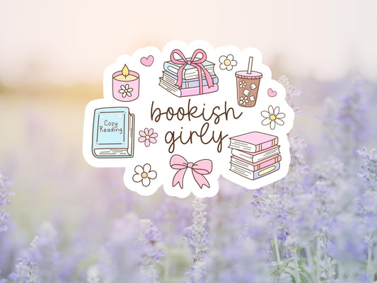 Pink Bookish Girly Sticker