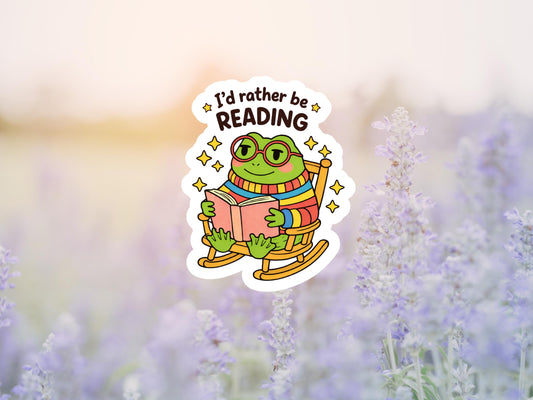 I'd Rather Be Reading Frog Sticker