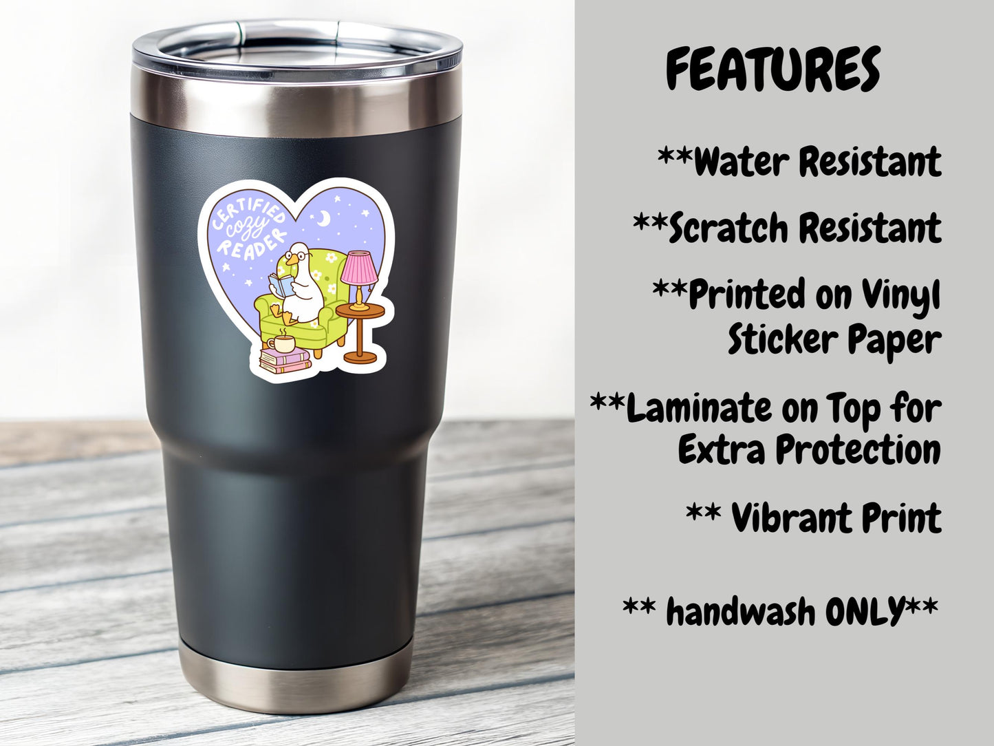 Certified Cozy Reader Duck Sticker