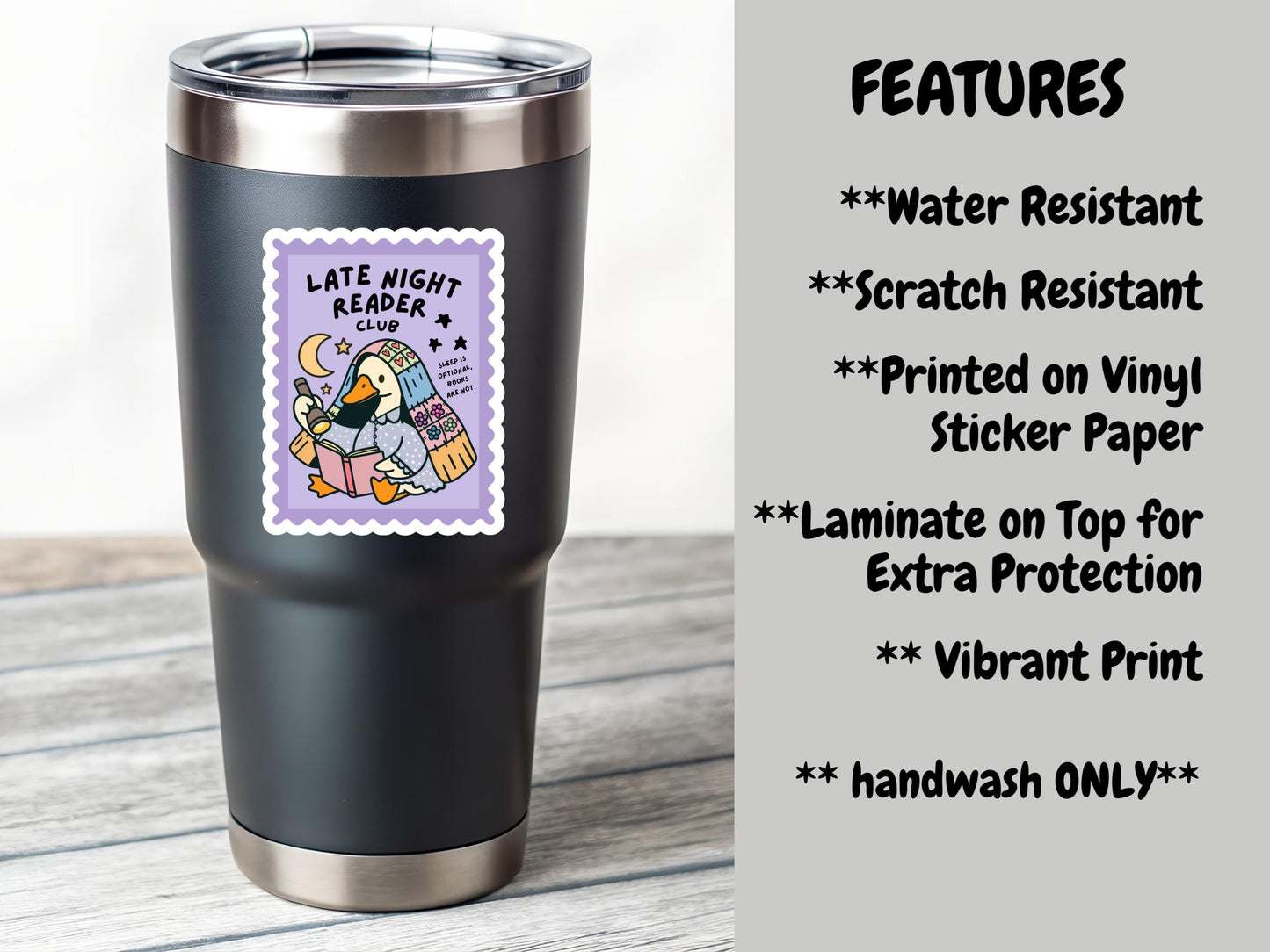 Late Night Reader Club Duck Stamp Sticker