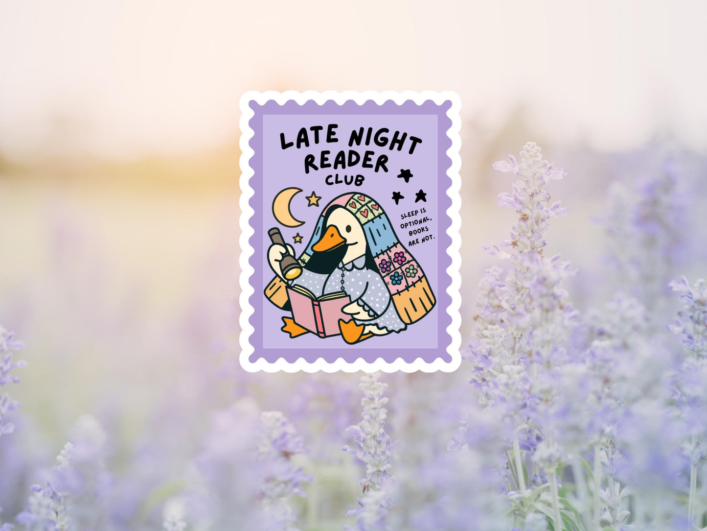 Late Night Reader Club Duck Stamp Sticker