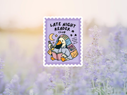 Late Night Reader Club Duck Stamp Sticker