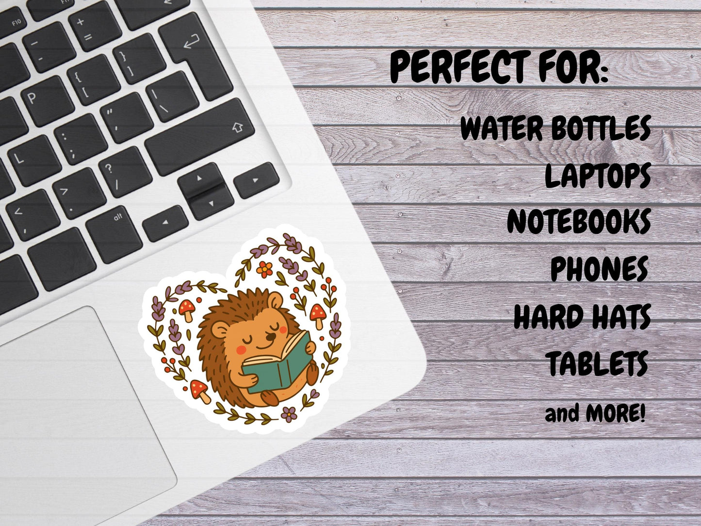 Floral Heart Hedgehog Reading Sticker