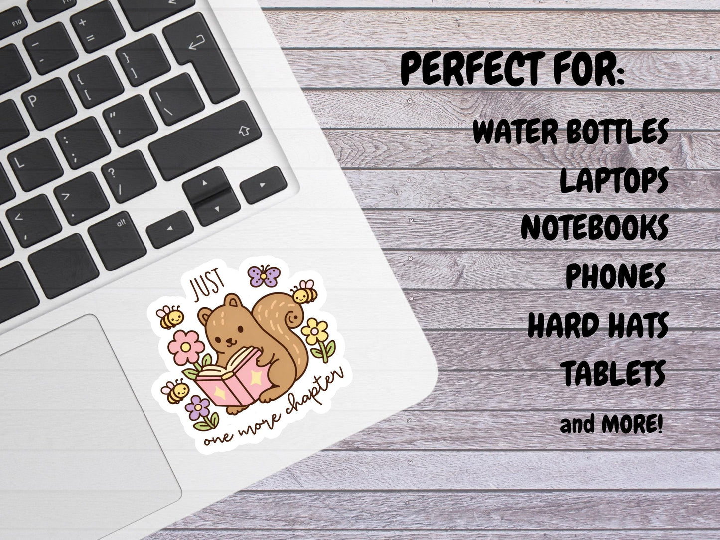 Just One More Chapter Squirrel Reading Sticker