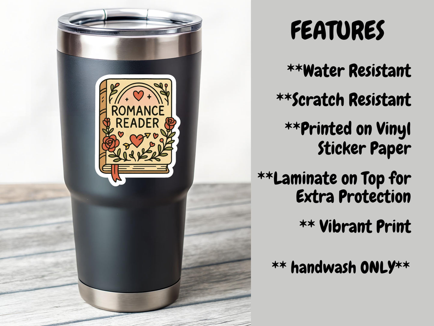 Romance Reader Floral Book Sticker