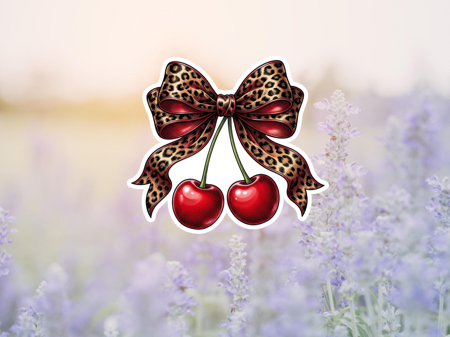 Cherries With Leopard Bow Sticker