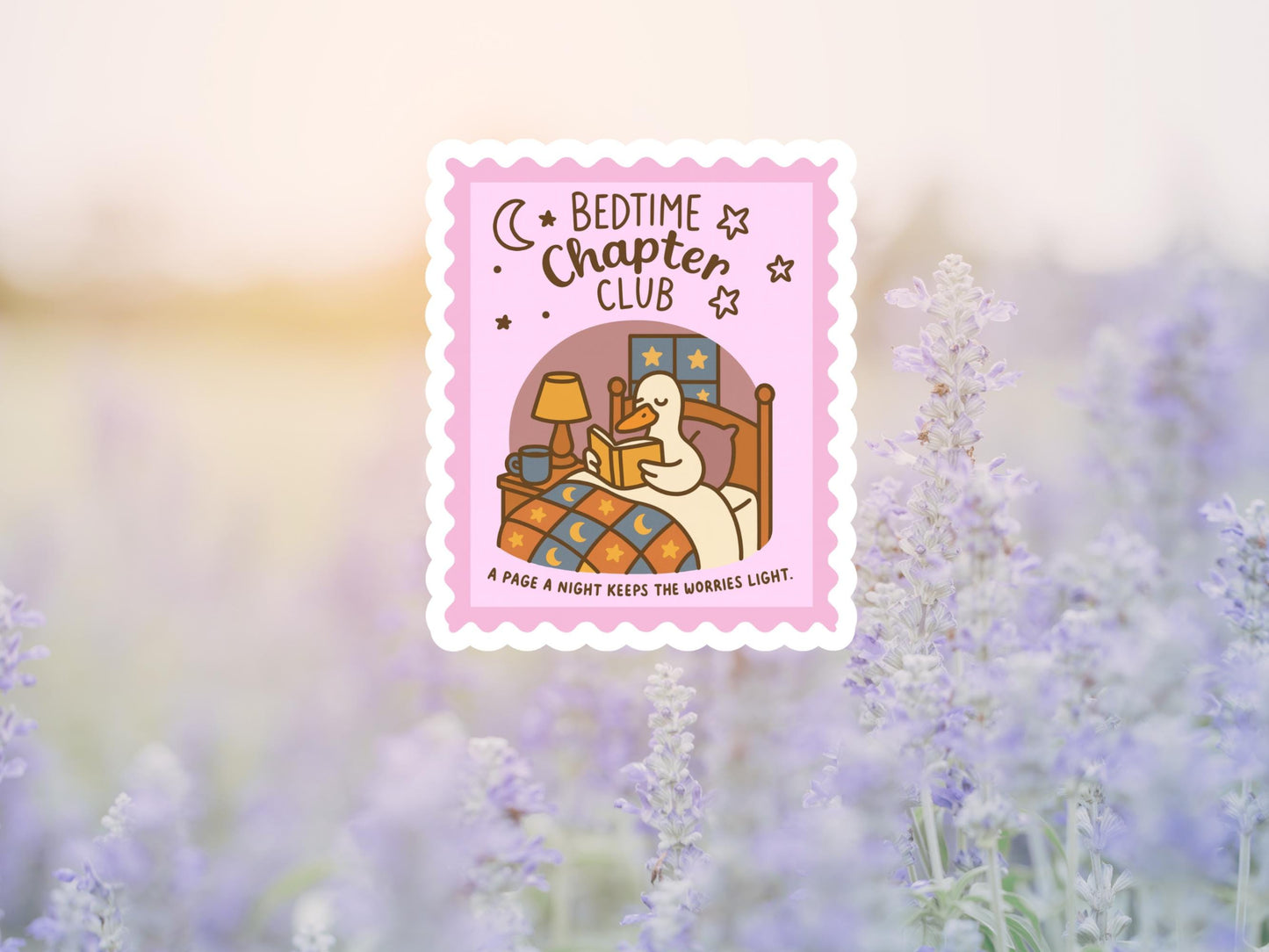 Bedtime Chapter Club Duck Reading In Bed Sticker