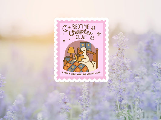 Bedtime Chapter Club Duck Reading In Bed Sticker