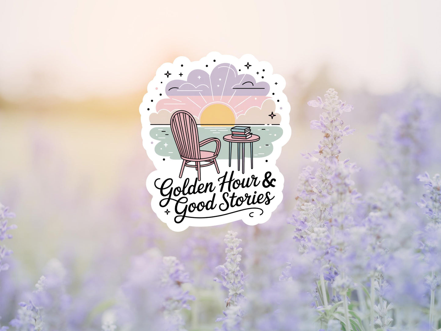 Golden Hour & Good Stories Bookish Sticker