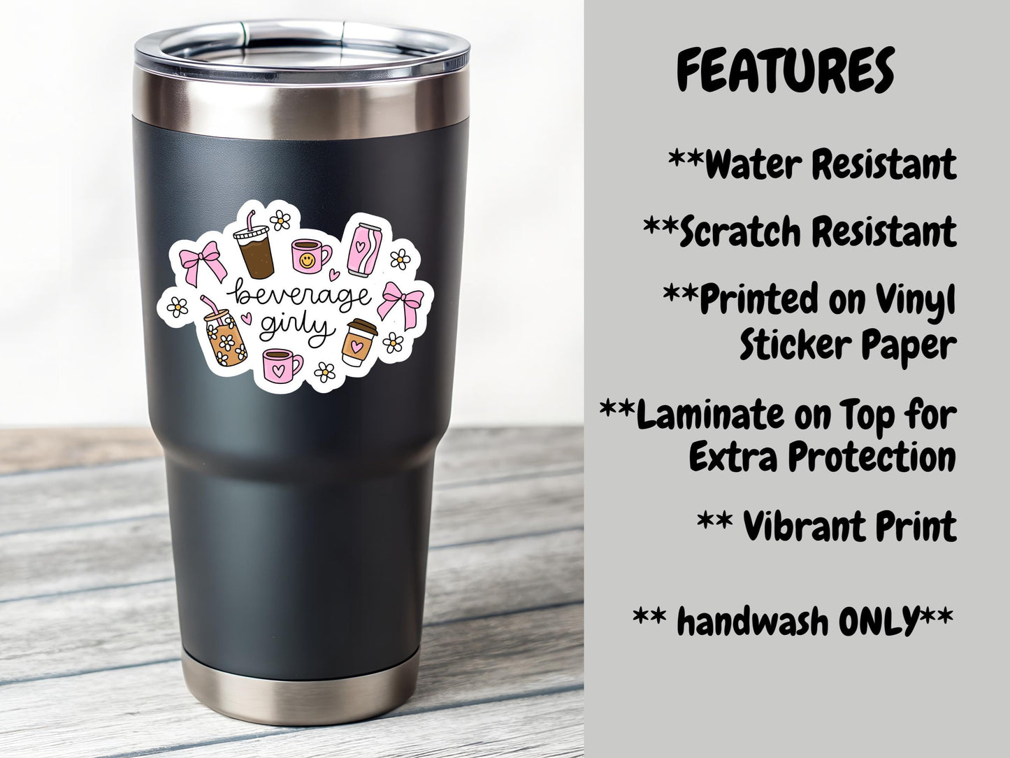 Pink Beverage Girly Sticker