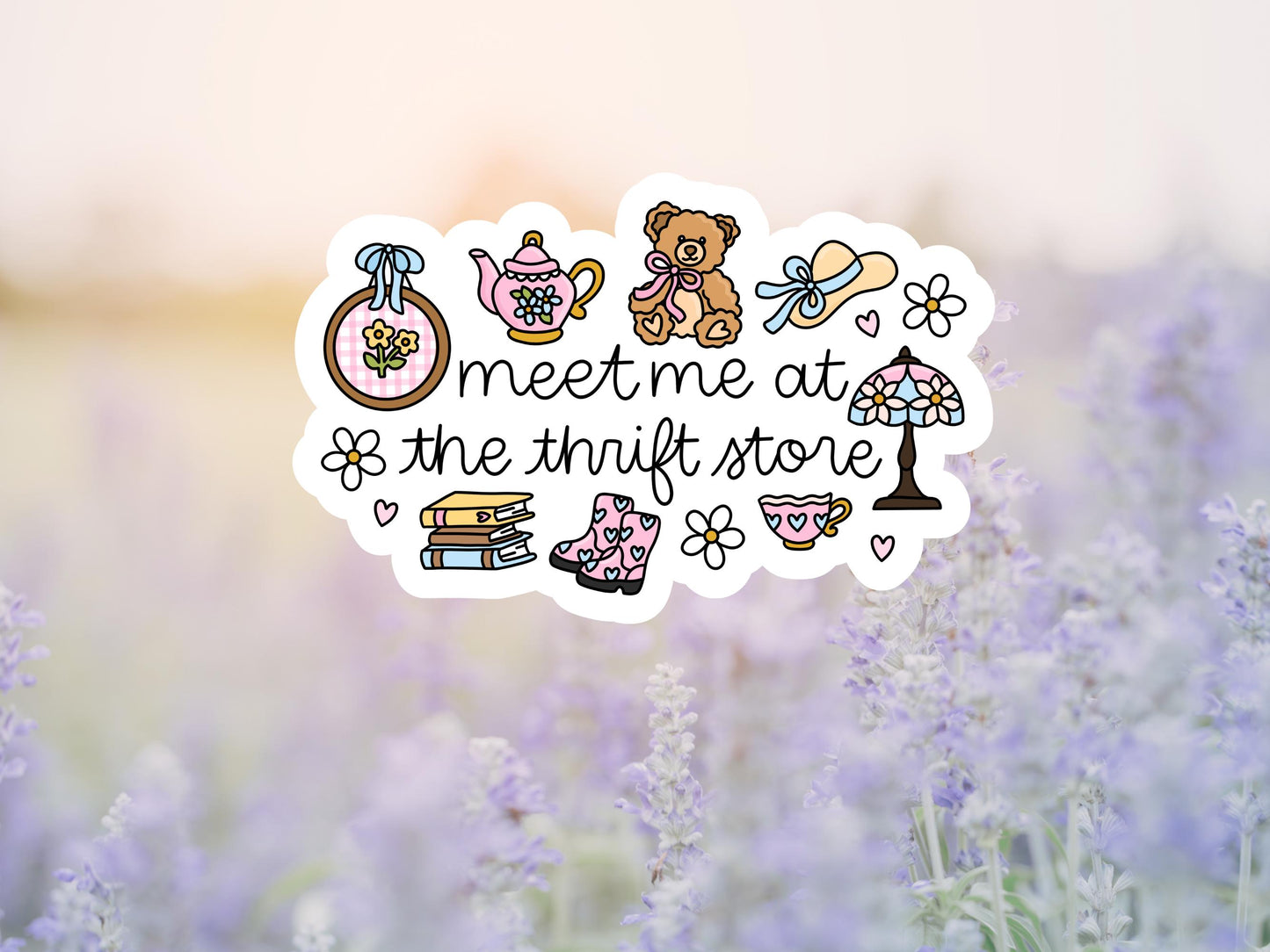 Girly Meet Me At The Thrift Store Sticker