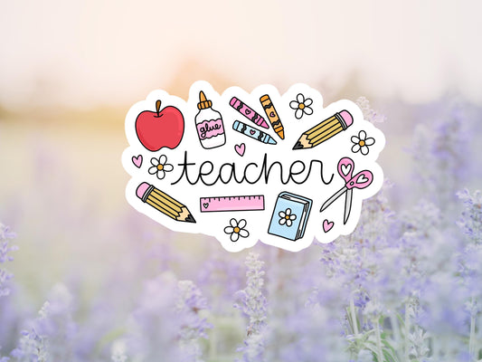 Girly Teacher Sticker