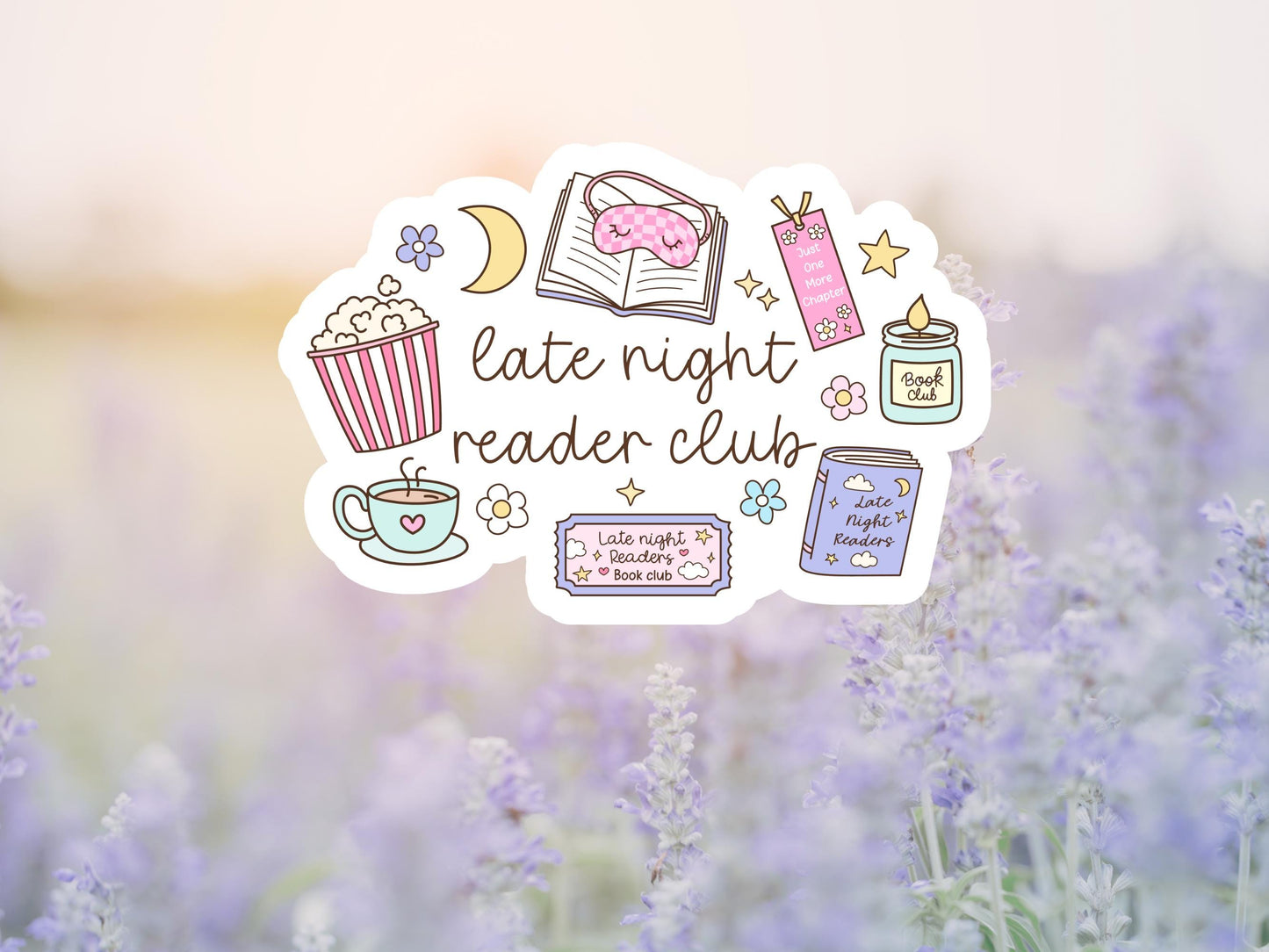 Girly Late Night Reader Club Sticker