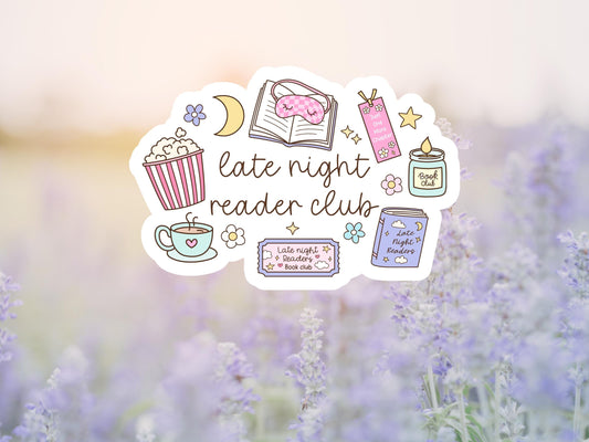 Girly Late Night Reader Club Sticker