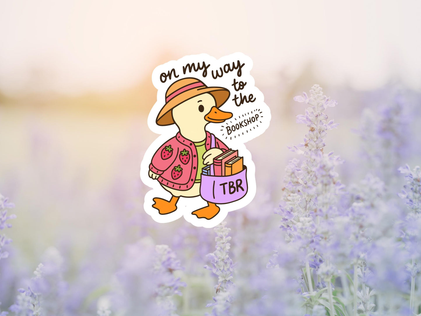 On My Way To The Bookshop Duck Sticker