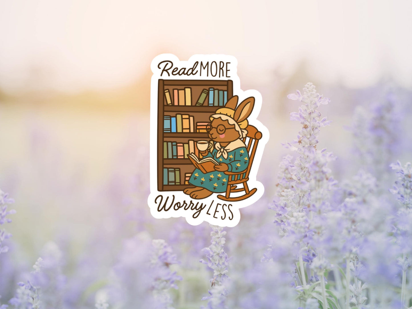 Read More Worry Less Bunny Reading Sticker