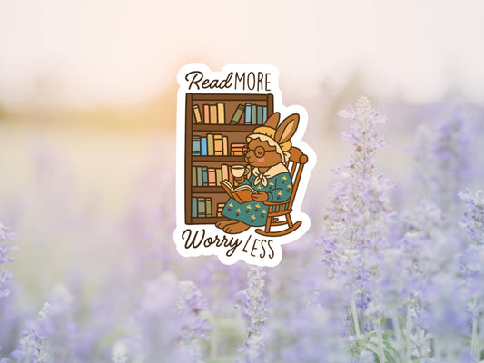 Read More Worry Less Bunny Reading Sticker