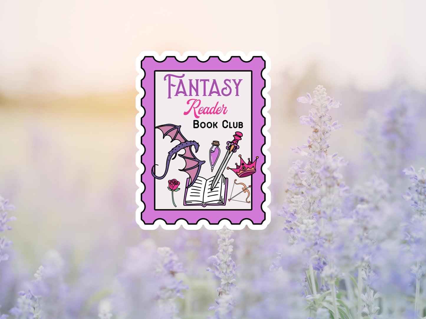 Fantasy Reader Book Club Stamp Sticker