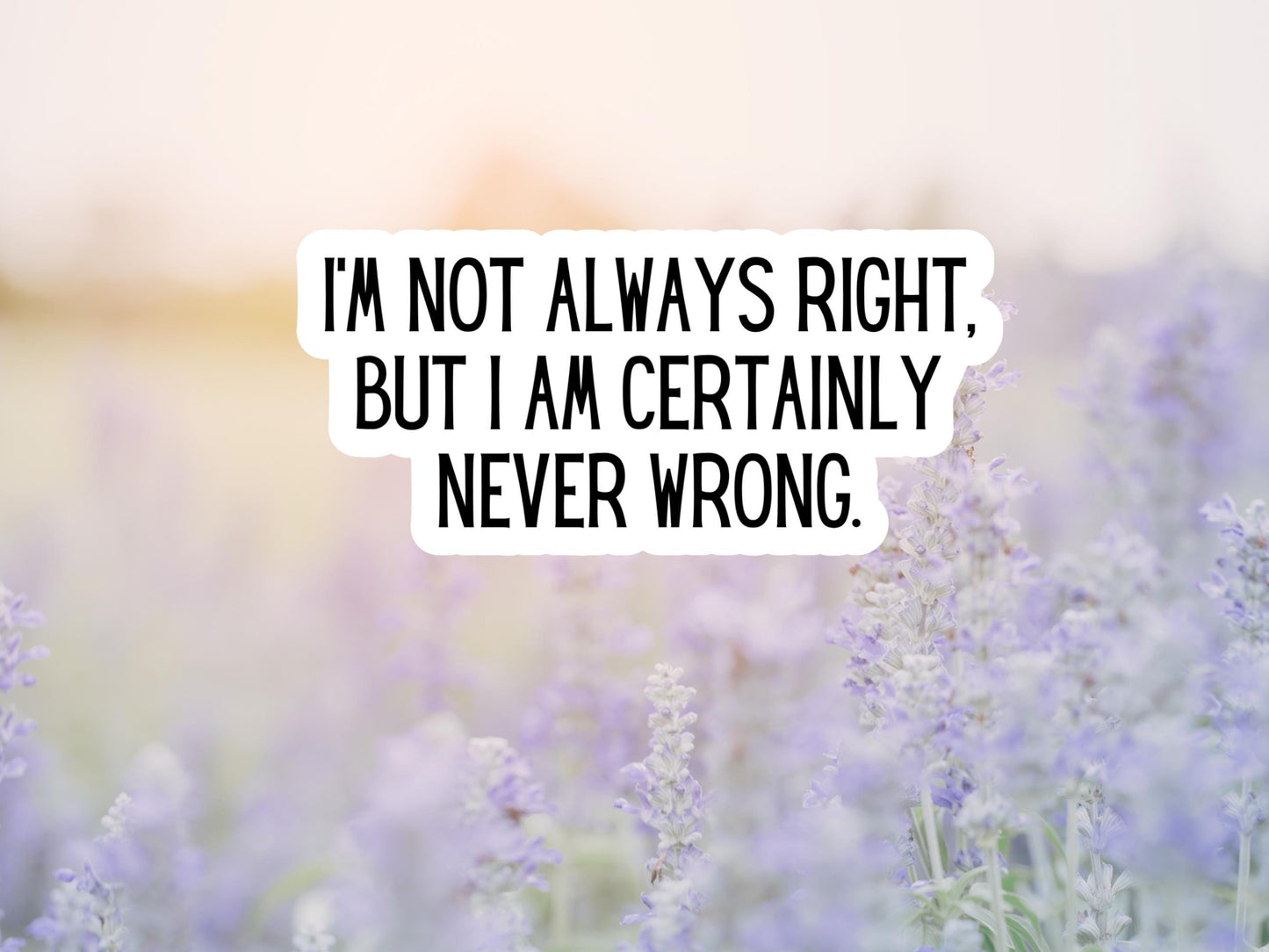 I'm Not Always Right, But I Am Certainly Never Wrong Sticker