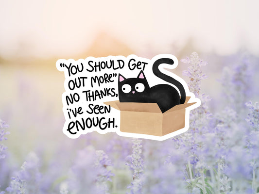 You Should Get Out More No Thanks I've Seen Enough Cat Sticker