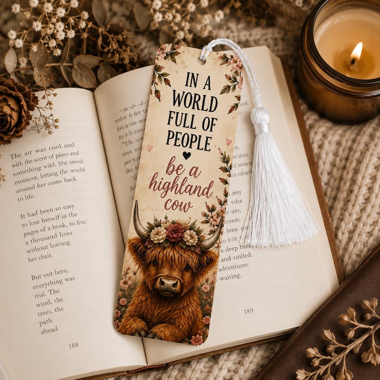 Highland Cow Bookmark | In a World Full of People Be a Highland Cow | Book Lover Gift