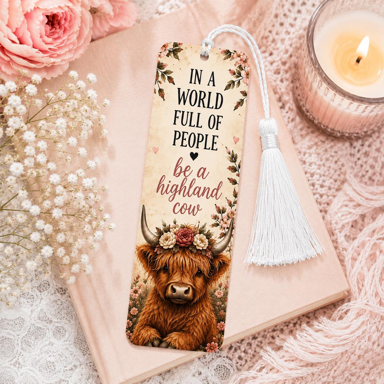 Highland Cow Bookmark | In a World Full of People Be a Highland Cow | Book Lover Gift