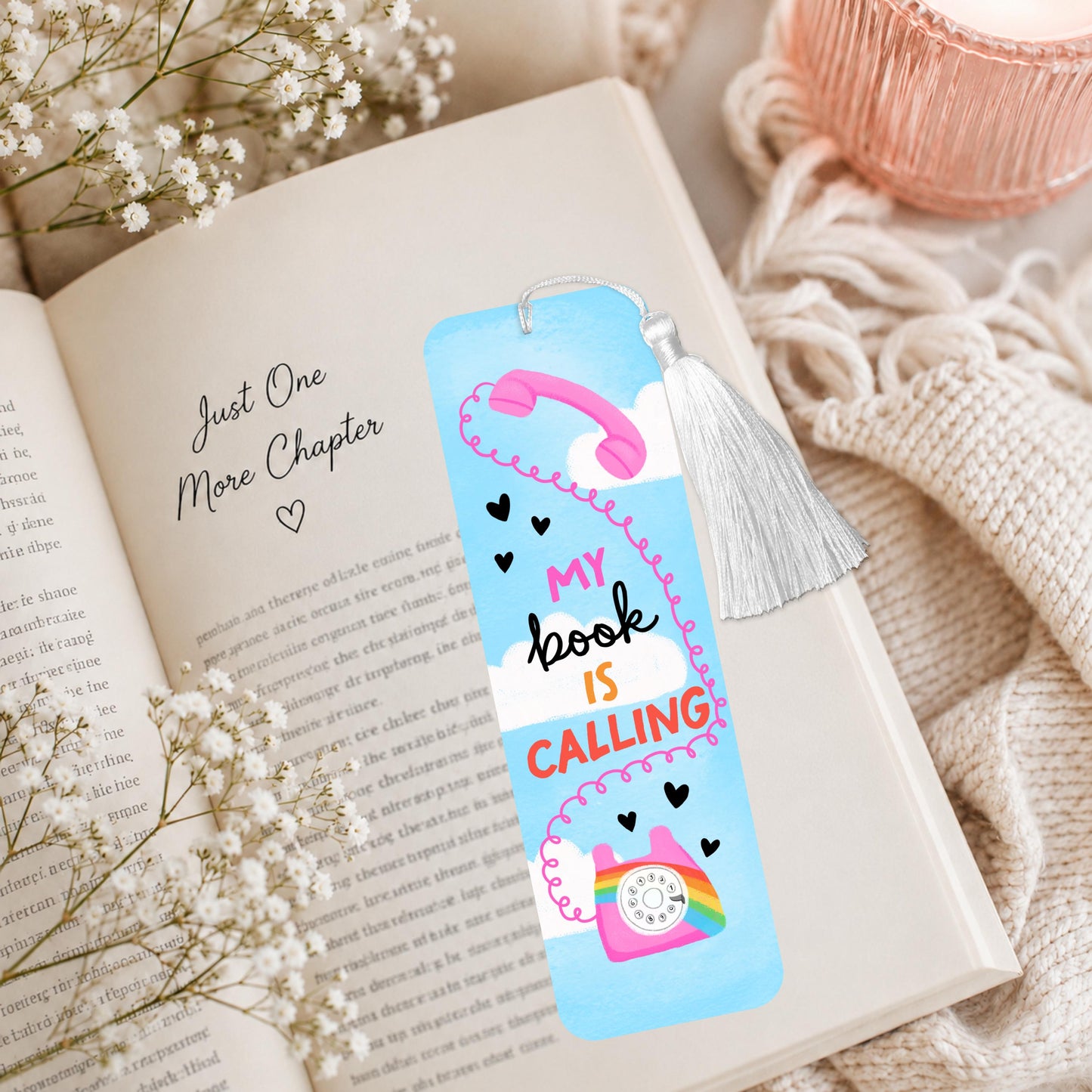 My Book Is Calling Phone Aluminum Bookmark
