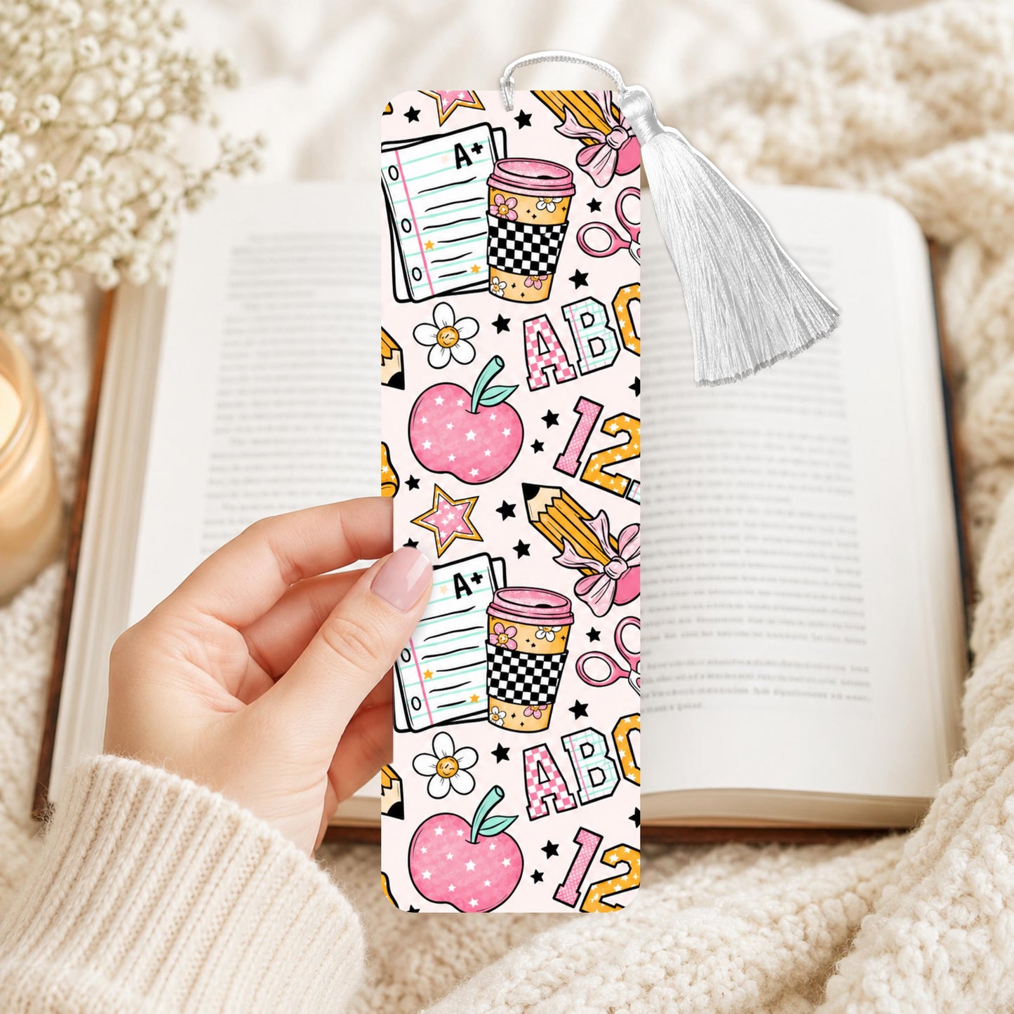 Preppy Pink Teacher Aluminum Bookmark