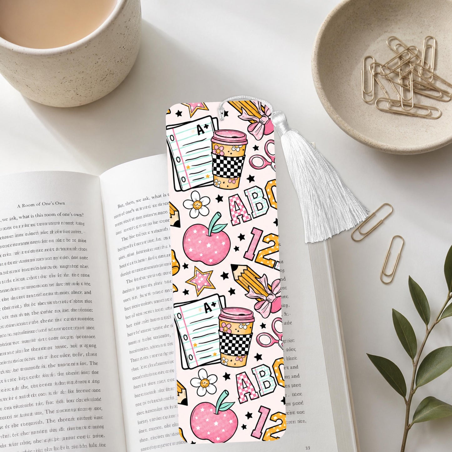 Preppy Pink Teacher Aluminum Bookmark