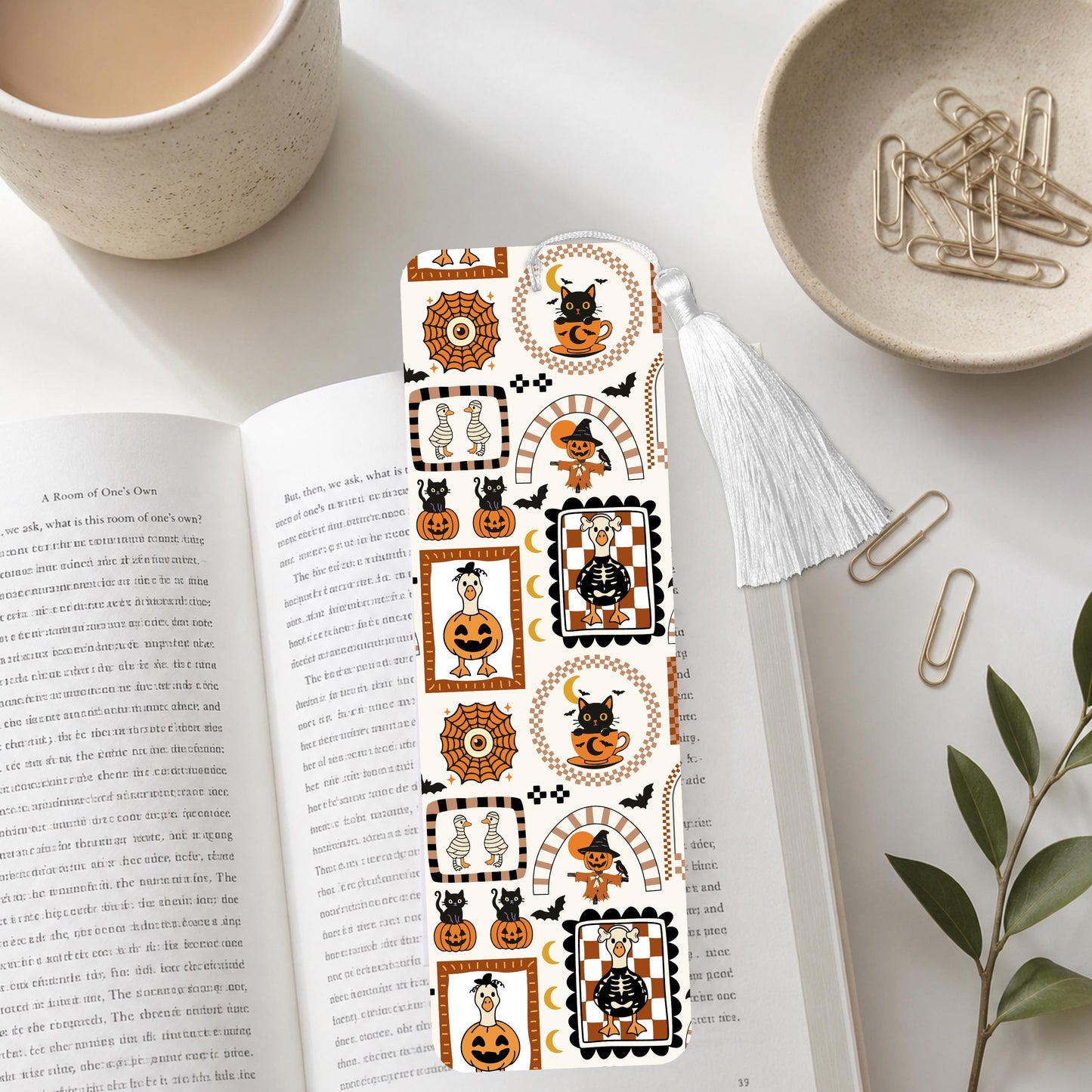 Boho Halloween Postage Stamp Aluminum Bookmark