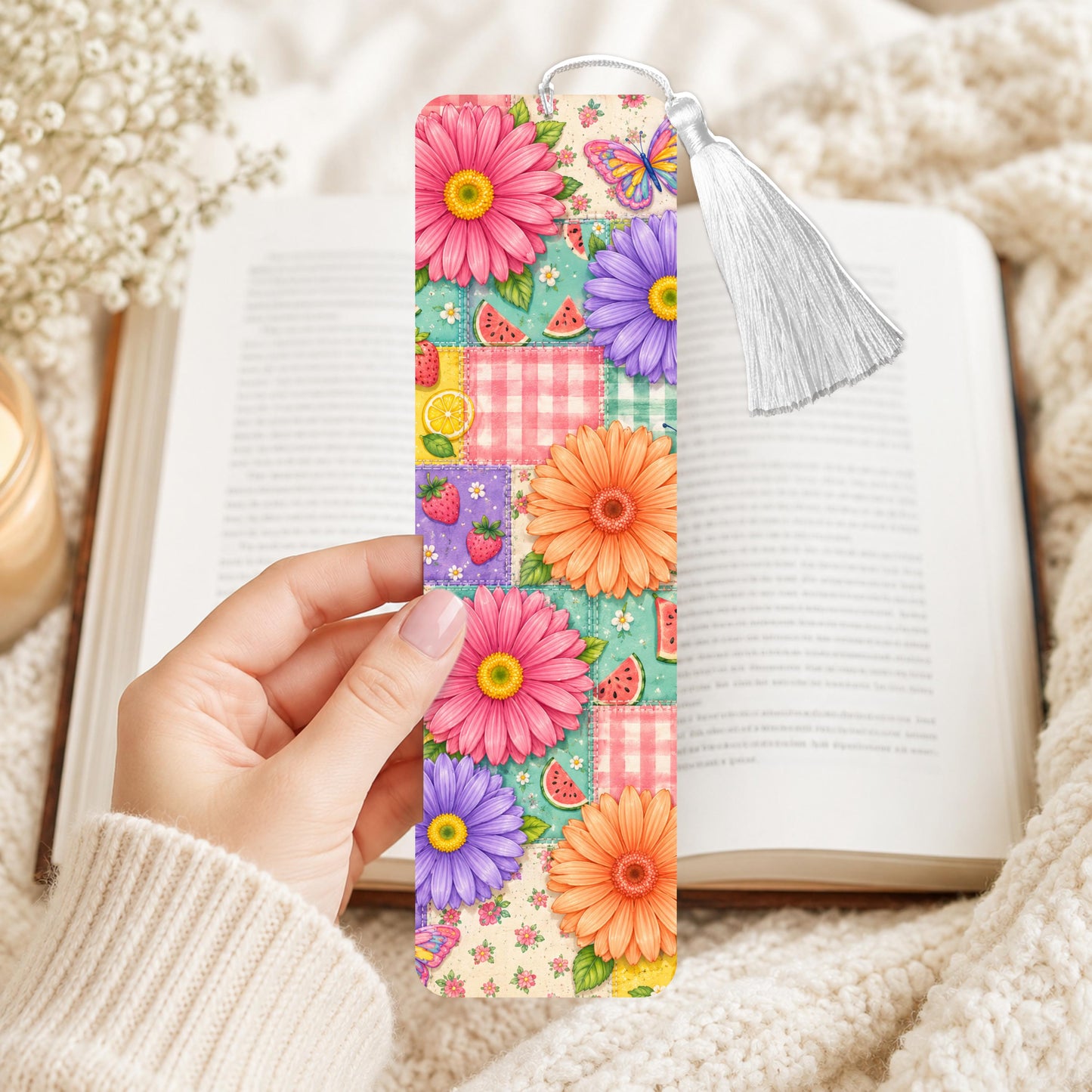 Summer Fruit And Daisy Aluminum Bookmark