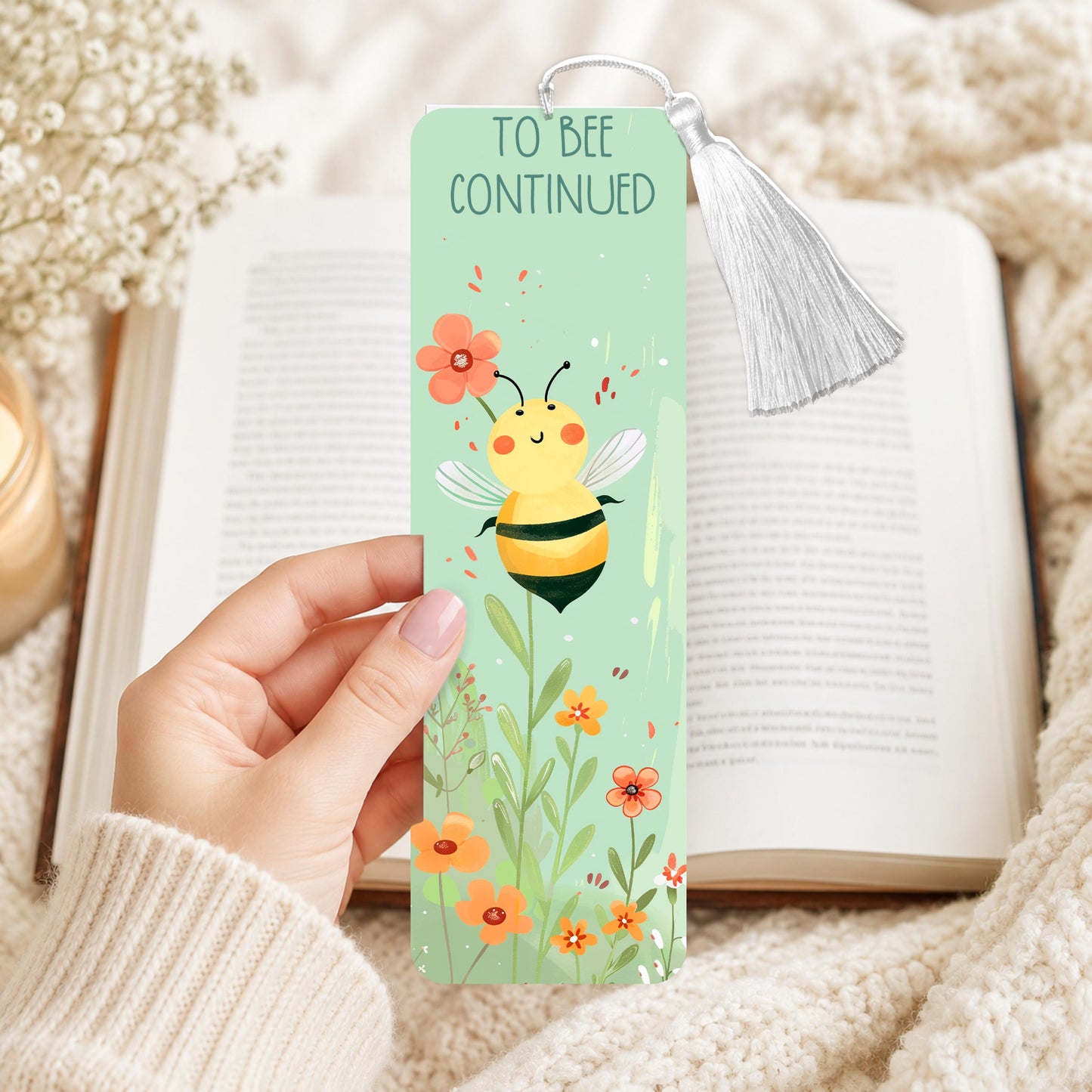 To Bee Continued Yellow Bee And Flowers Aluminum Bookmark