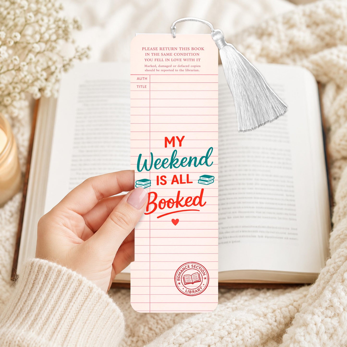 Vintage My Weekend Is All Booked Aluminum Bookmark