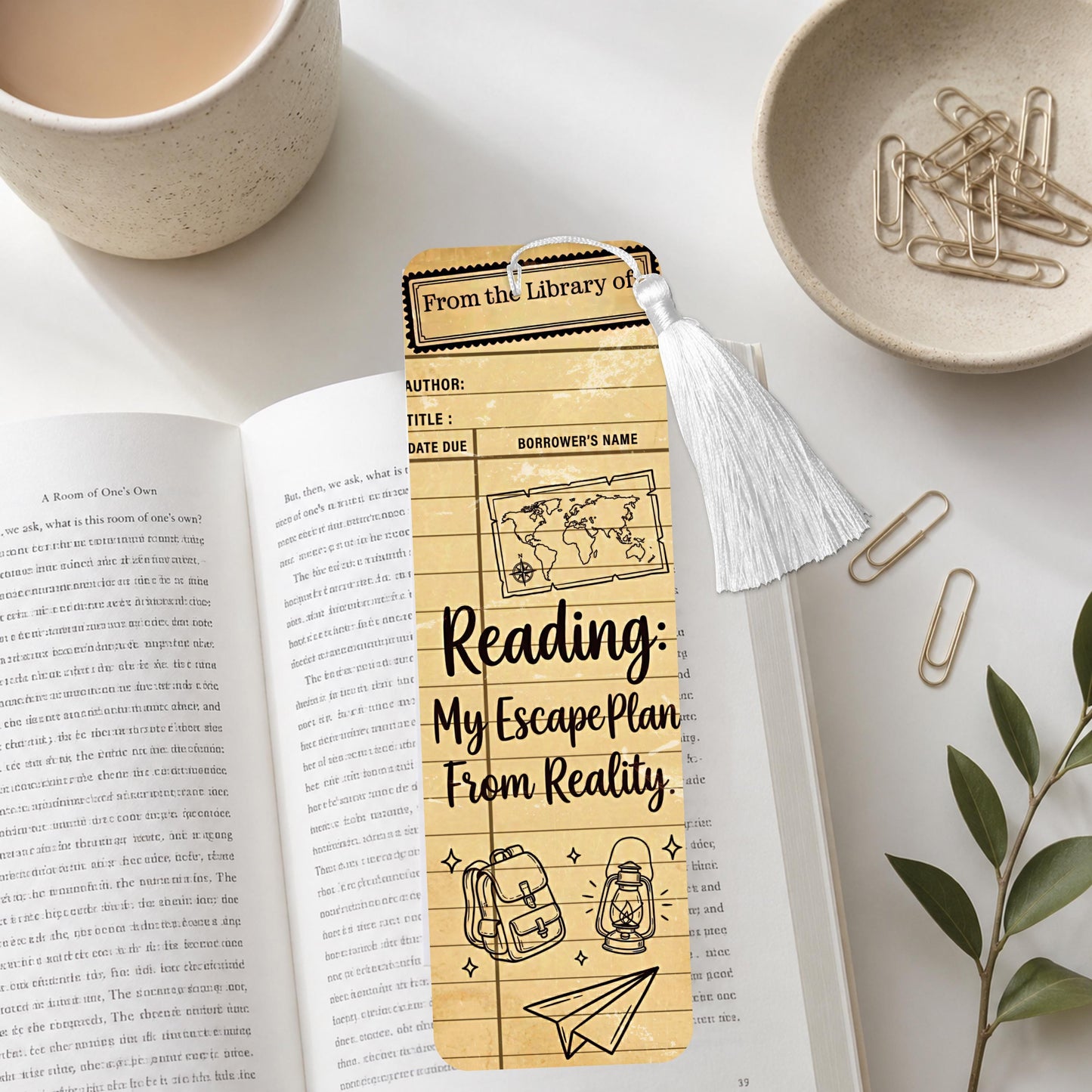 Vintage Reading Is My Escape Plan From Reality Aluminum Bookmark