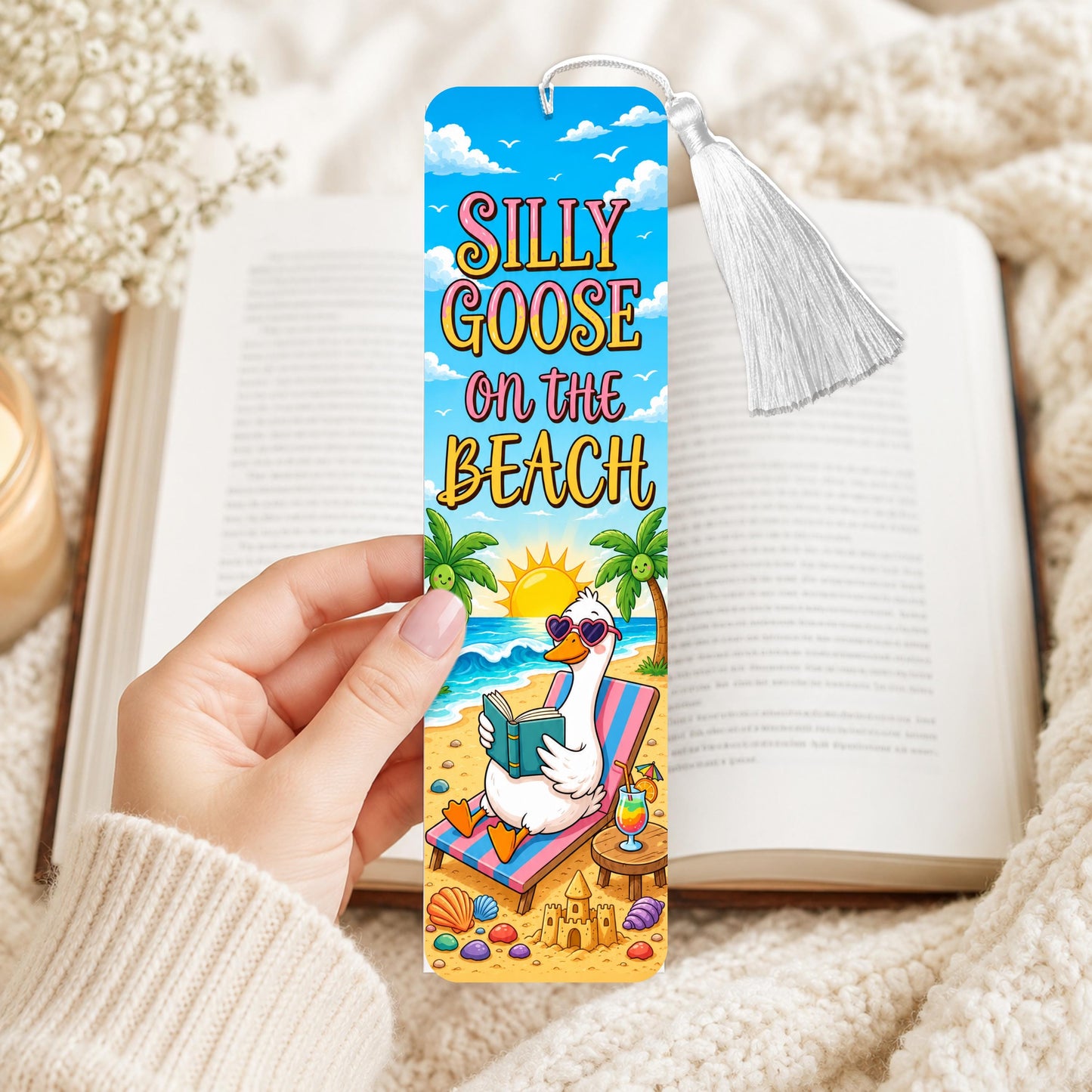 Silly Goose On The Beach Aluminum Bookmark