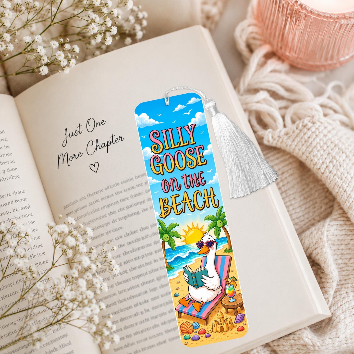 Silly Goose On The Beach Aluminum Bookmark