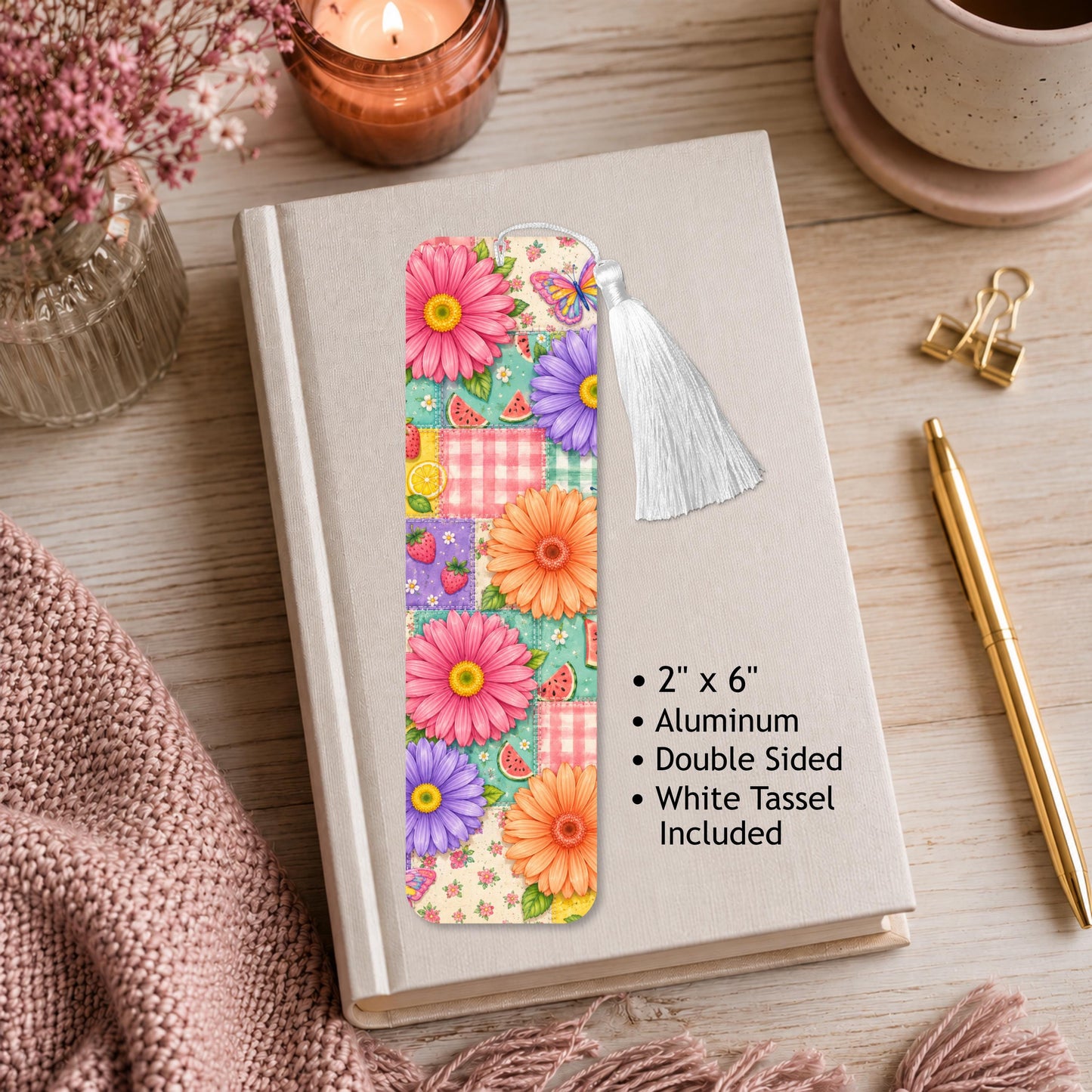 Summer Fruit And Daisy Aluminum Bookmark