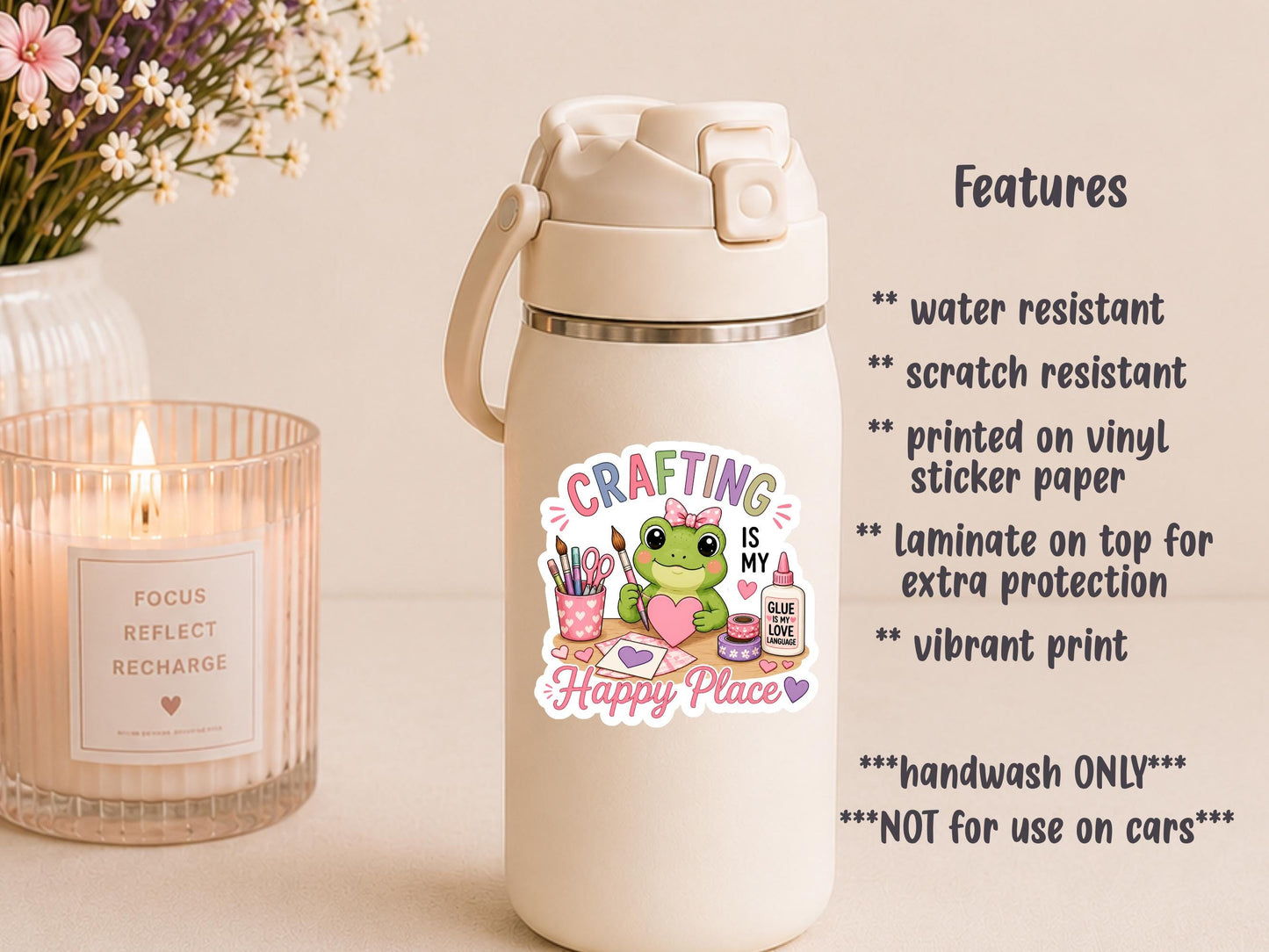 Crafting Is My Happy Place Frog Sticker