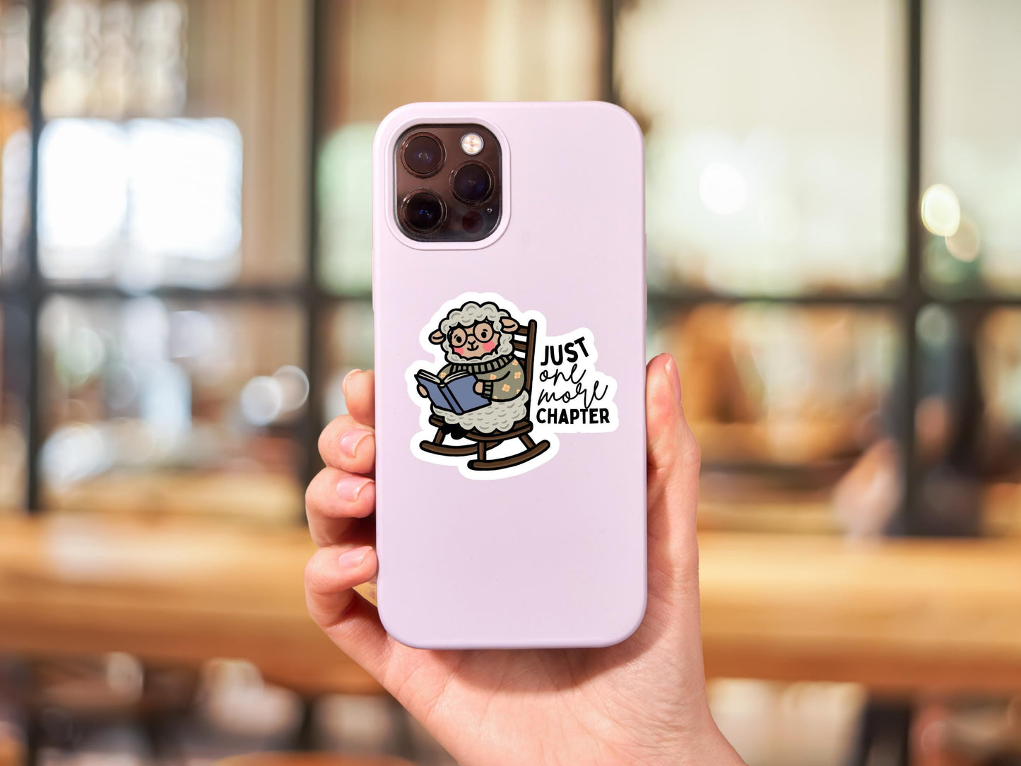Just One More Chapter Lamb Reading Sticker