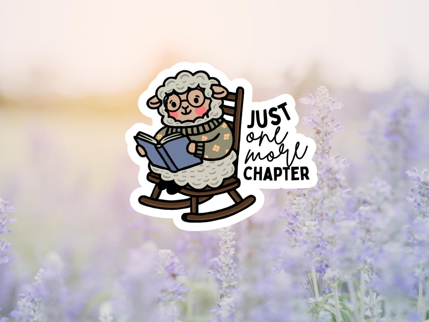 Just One More Chapter Lamb Reading Sticker