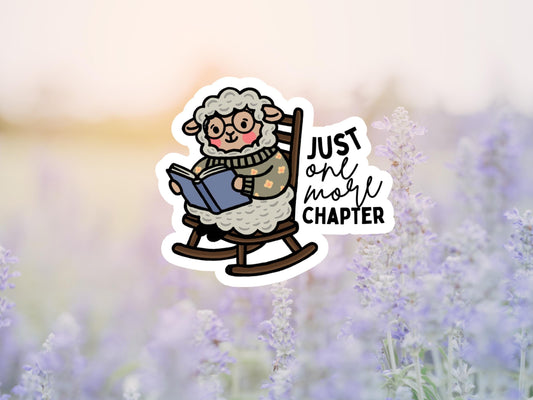 Just One More Chapter Lamb Reading Sticker
