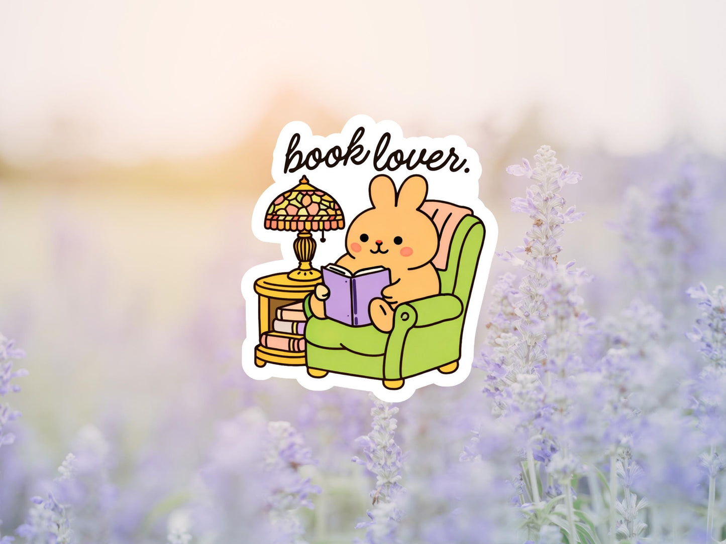 Book Lover Bunny Reading Sticker