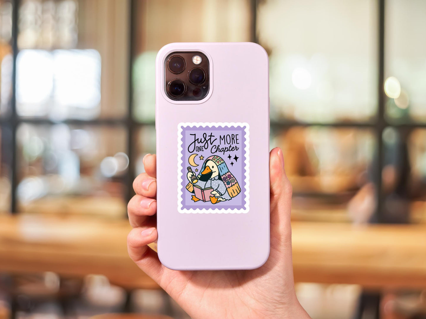 Just One More Chapter Duck Reading Postage Stamp Sticker