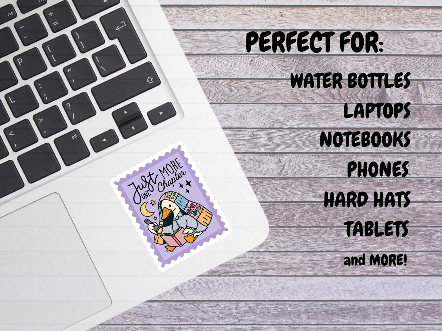 Just One More Chapter Duck Reading Postage Stamp Sticker