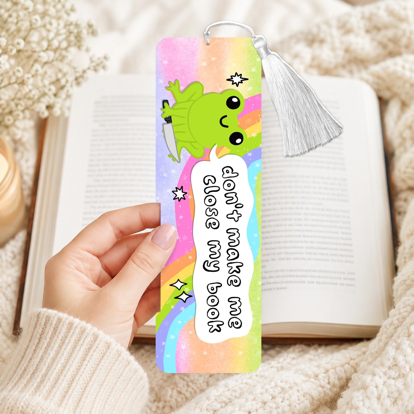 Frog Don't Make Me Close My Book Aluminum Bookmark