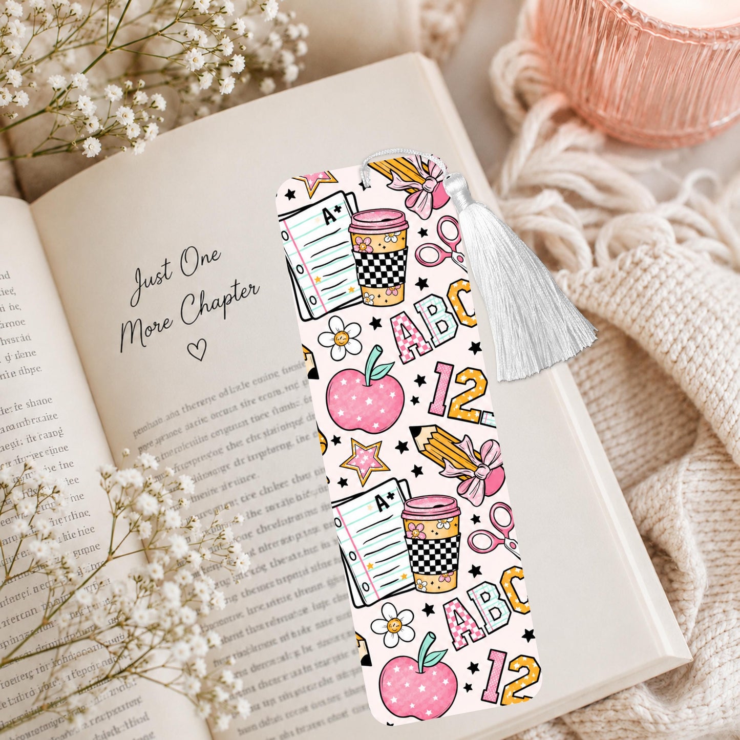 Preppy Pink Teacher Aluminum Bookmark