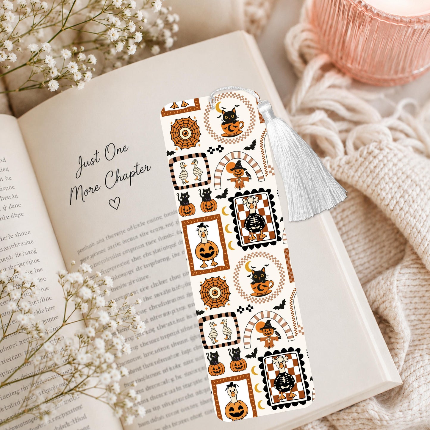 Boho Halloween Postage Stamp Aluminum Bookmark