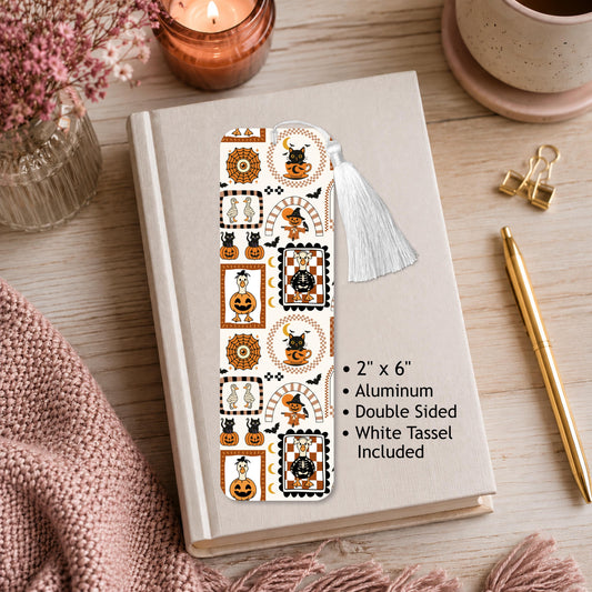 Boho Halloween Postage Stamp Aluminum Bookmark
